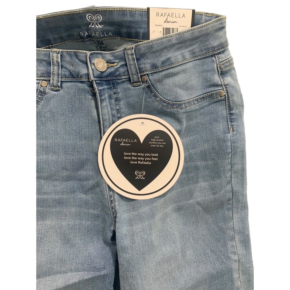 Size 6 Rafaella Denim Womens New Jean Bermuda Stretch Jean Shorts Bay Blue - Picture 4 of 6